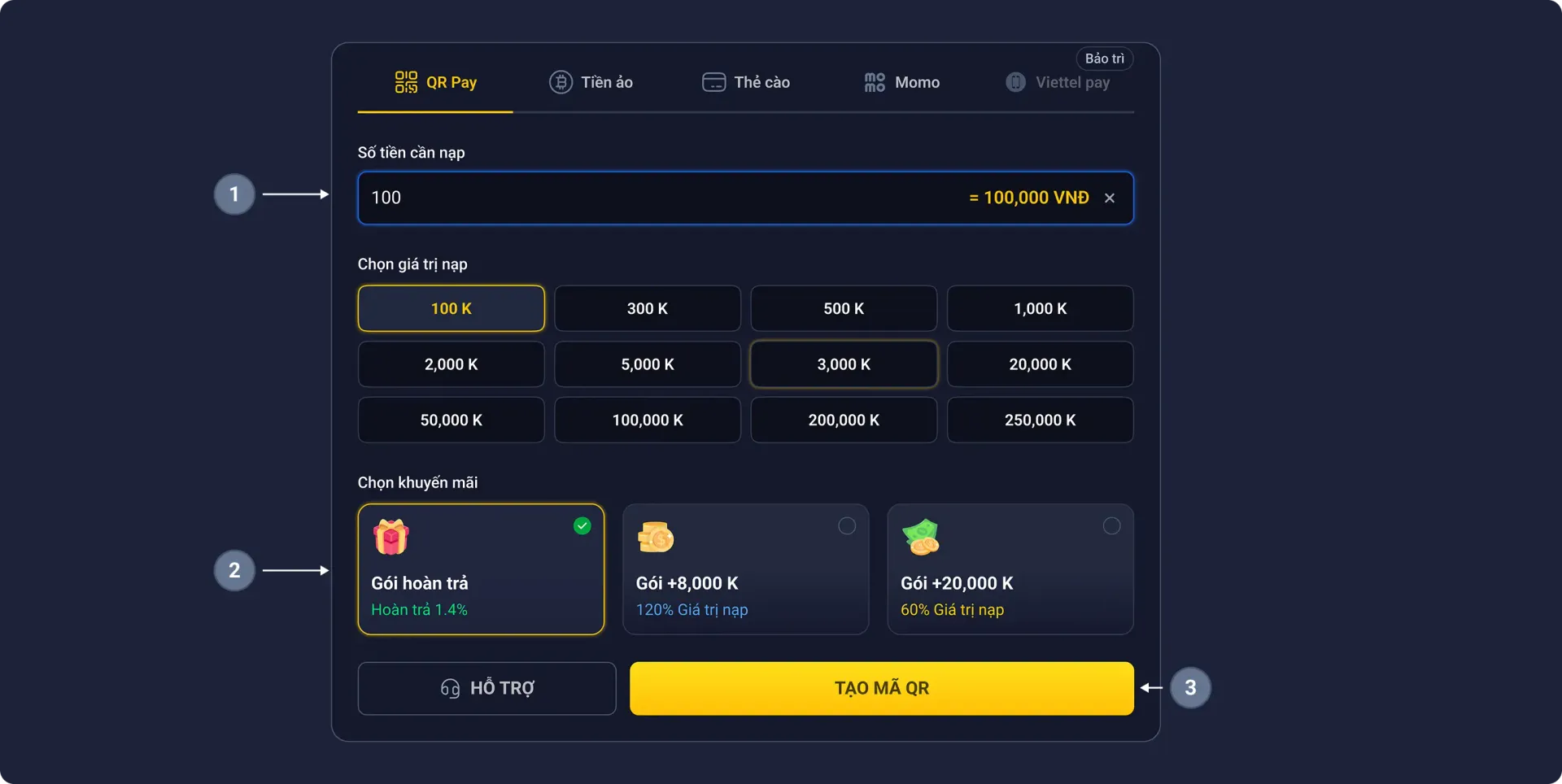 deposit qrpay step 1